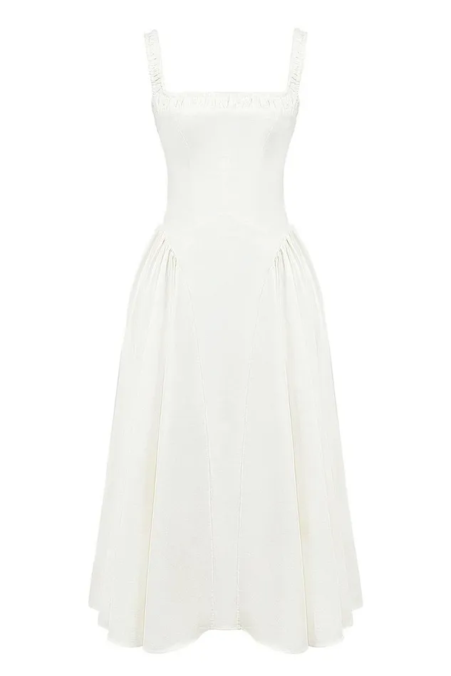 Women Dorothy White Cotton Midi Sundress House Of CB Dresses