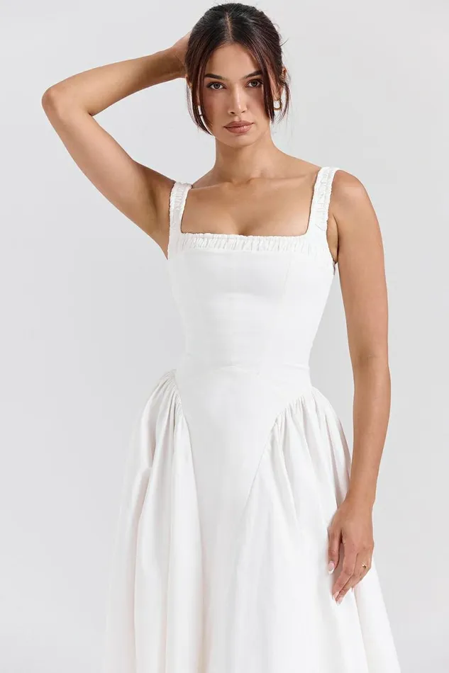 Women Dorothy White Cotton Midi Sundress House Of CB Dresses