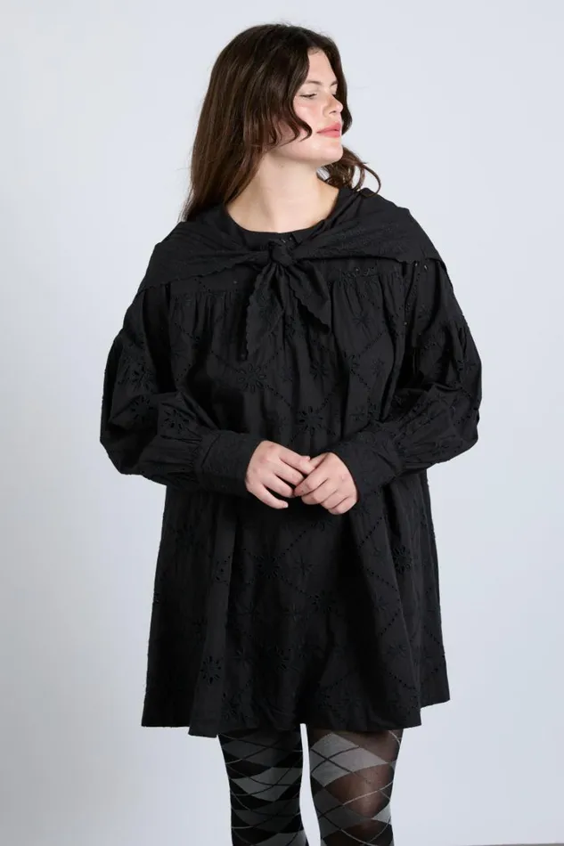 Women Dresses Damson Madder Clementine Collared Mini Dress 8211 Black