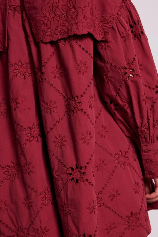 Women Dresses Damson Madder Clementine Collared Mini Dress 8211 Burgundy
