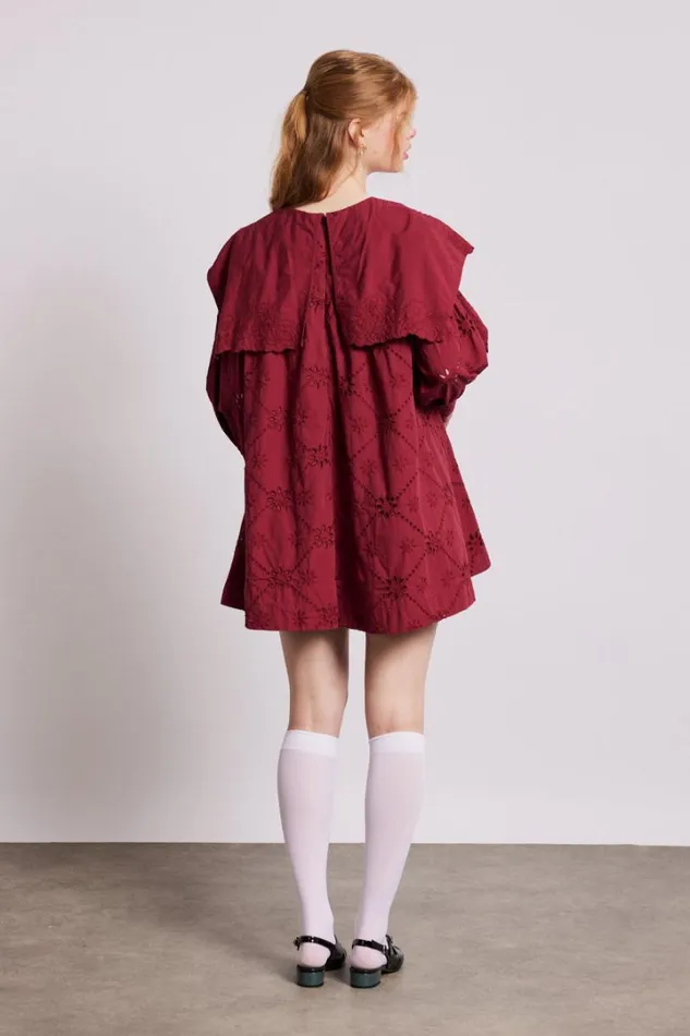 Women Dresses Damson Madder Clementine Collared Mini Dress 8211 Burgundy