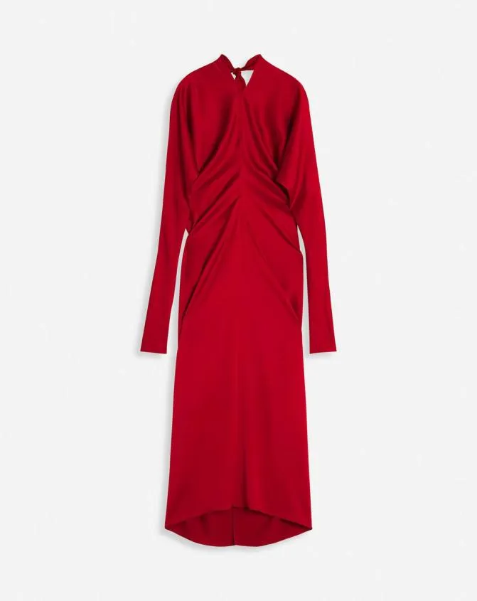 Women Dresses Lanvin Fitted Silk Dress Carmine Red