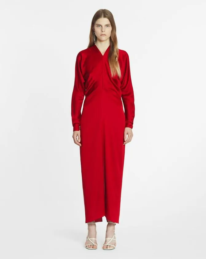 Women Dresses Lanvin Fitted Silk Dress Carmine Red Women Dresses Lanvin Fitted Silk Dress Carmine Red