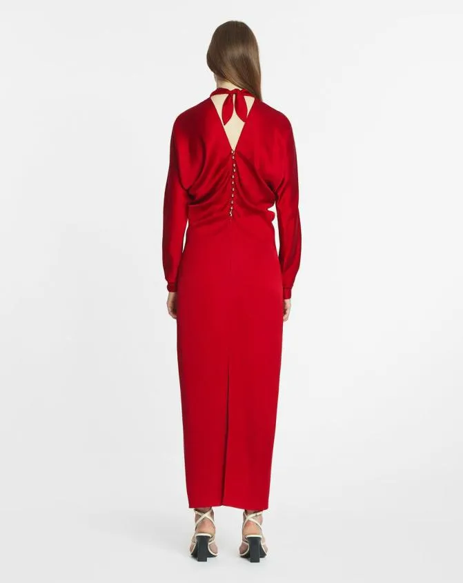 Women Dresses Lanvin Fitted Silk Dress Carmine Red Women Dresses Lanvin Fitted Silk Dress Carmine Red