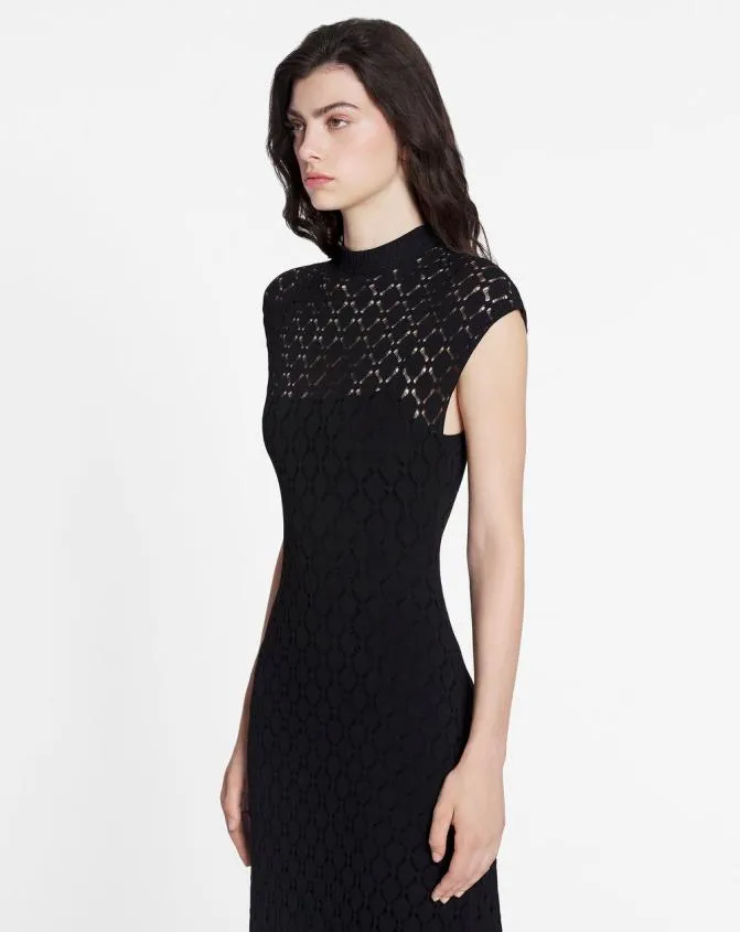 Women Dresses Lanvin Long Dress In Lace Effect Knit Black Women Dresses Lanvin Long Dress In Lace Effect Knit Black