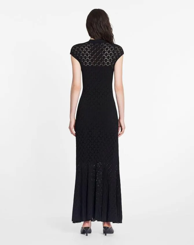 Women Dresses Lanvin Long Dress In Lace Effect Knit Black Women Dresses Lanvin Long Dress In Lace Effect Knit Black