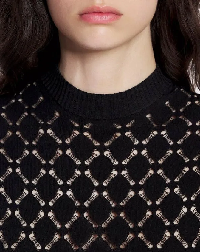 Women Dresses Lanvin Long Dress In Lace Effect Knit Black Women Dresses Lanvin Long Dress In Lace Effect Knit Black