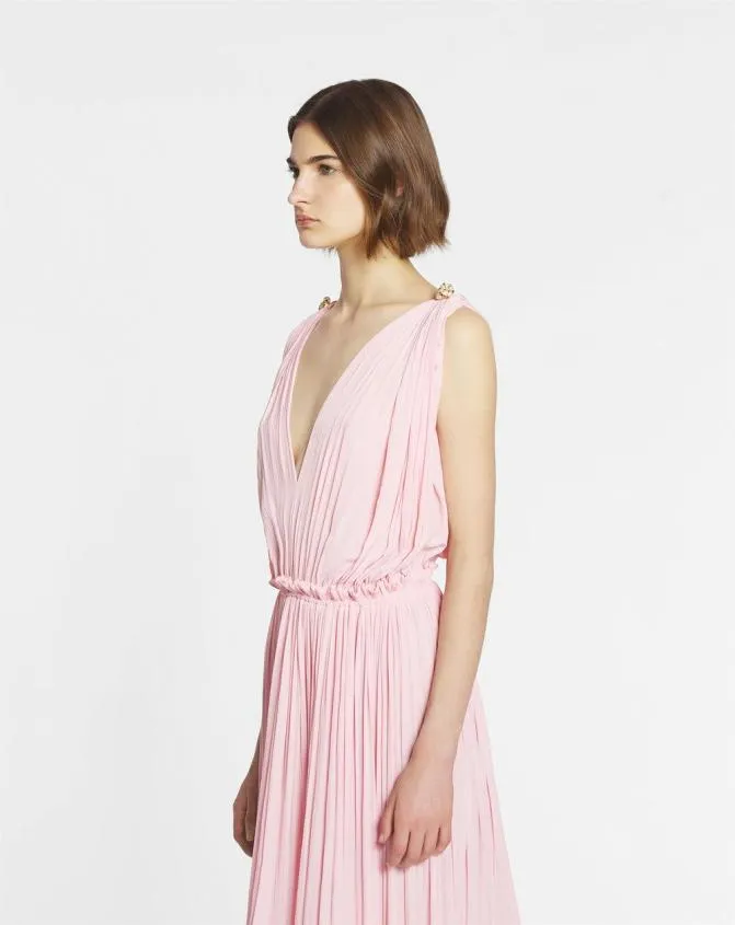 Women Dresses Lanvin Long Dress With Ruffles Light Pink Women Dresses Lanvin Long Dress With Ruffles Light Pink
