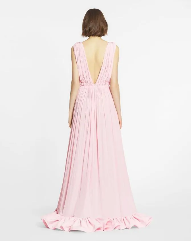 Women Dresses Lanvin Long Dress With Ruffles Light Pink Women Dresses Lanvin Long Dress With Ruffles Light Pink