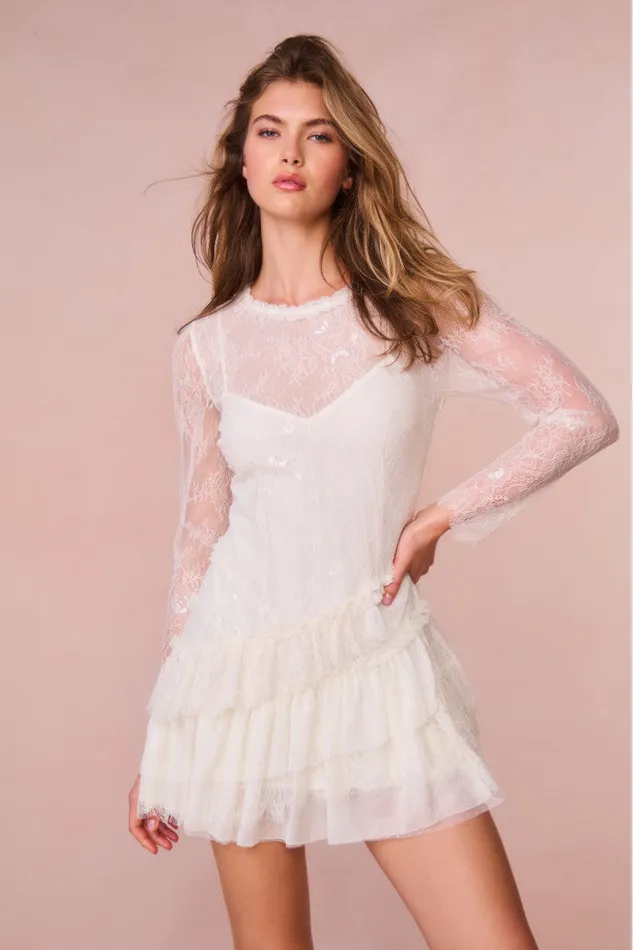 Women Dresses LoveShackFancy Amberleigh Lace Mini Dress Ivory