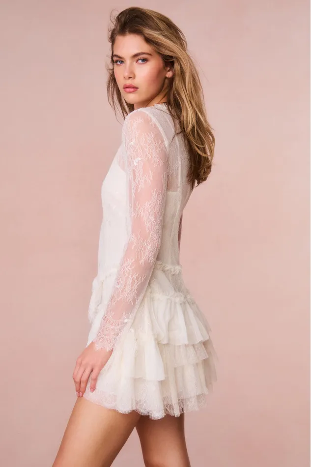 Women Dresses LoveShackFancy Amberleigh Lace Mini Dress Ivory
