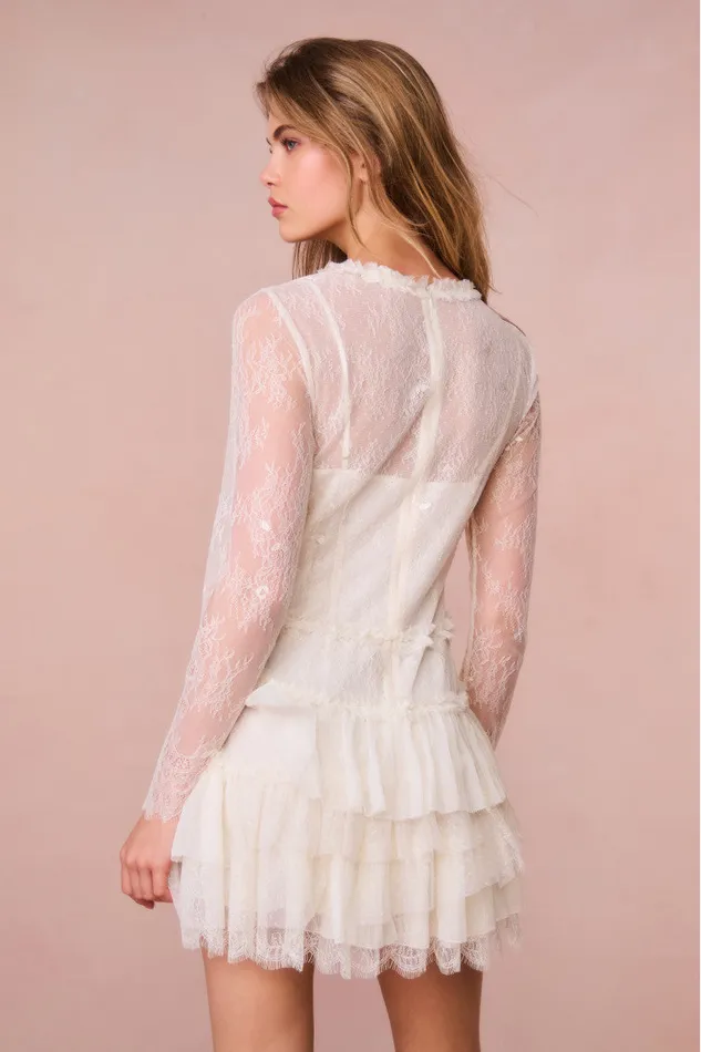 Women Dresses LoveShackFancy Amberleigh Lace Mini Dress Ivory