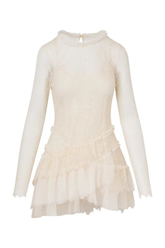 Women Dresses LoveShackFancy Amberleigh Lace Mini Dress Ivory