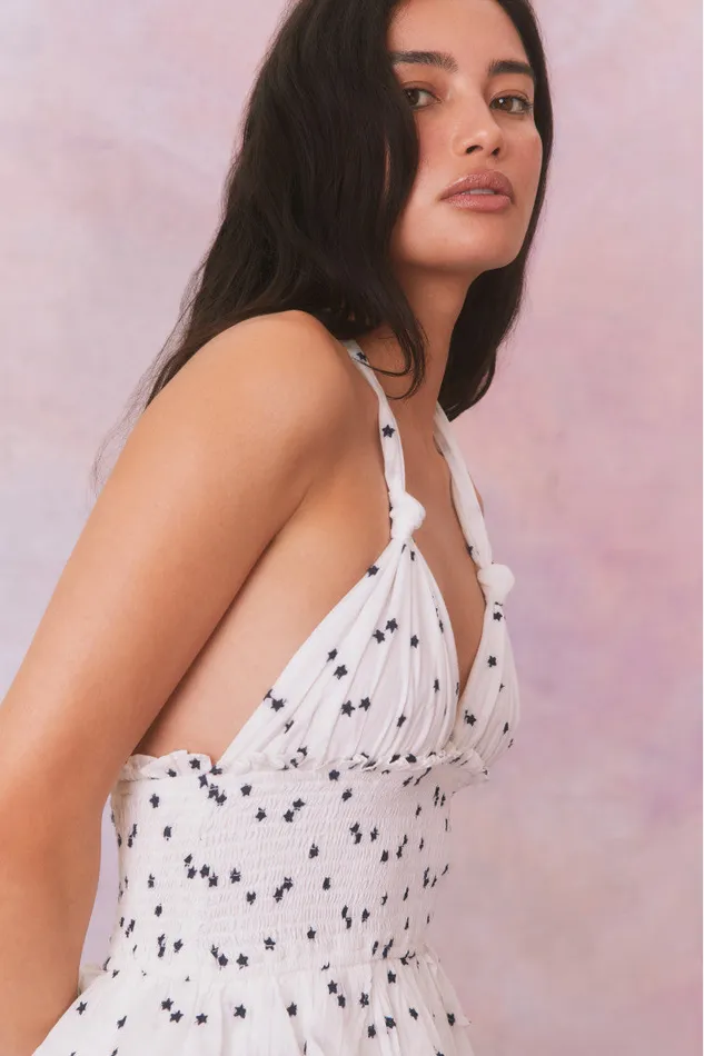 Women Dresses LoveShackFancy Deanna Star Print Cotton Halter Mini Dress Ivory Starlight Women Dresses LoveShackFancy Deanna Star Print Cotton Halter Mini Dress Ivory Starlight