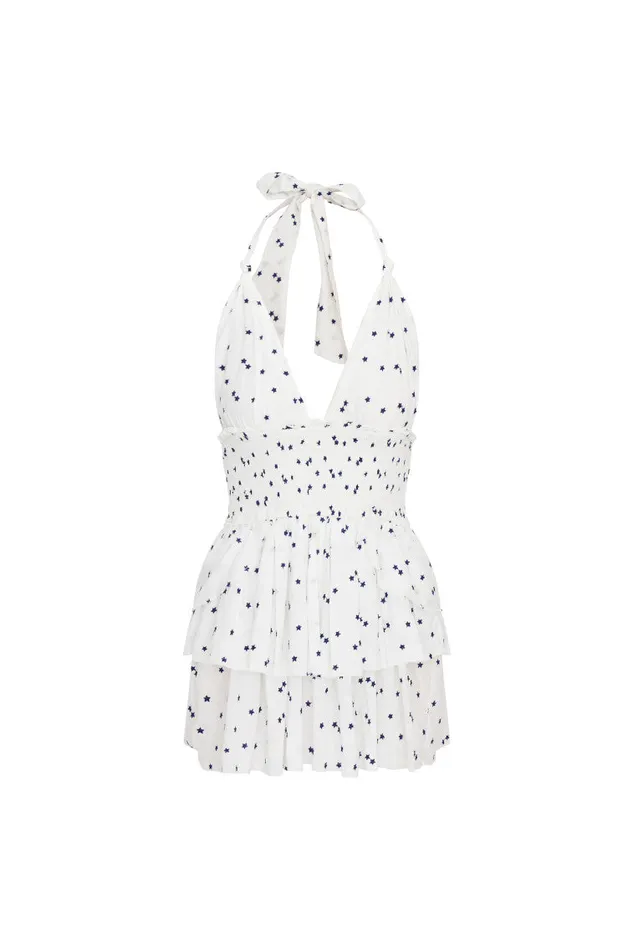 Women Dresses LoveShackFancy Deanna Star Print Cotton Halter Mini Dress Ivory Starlight Women Dresses LoveShackFancy Deanna Star Print Cotton Halter Mini Dress Ivory Starlight