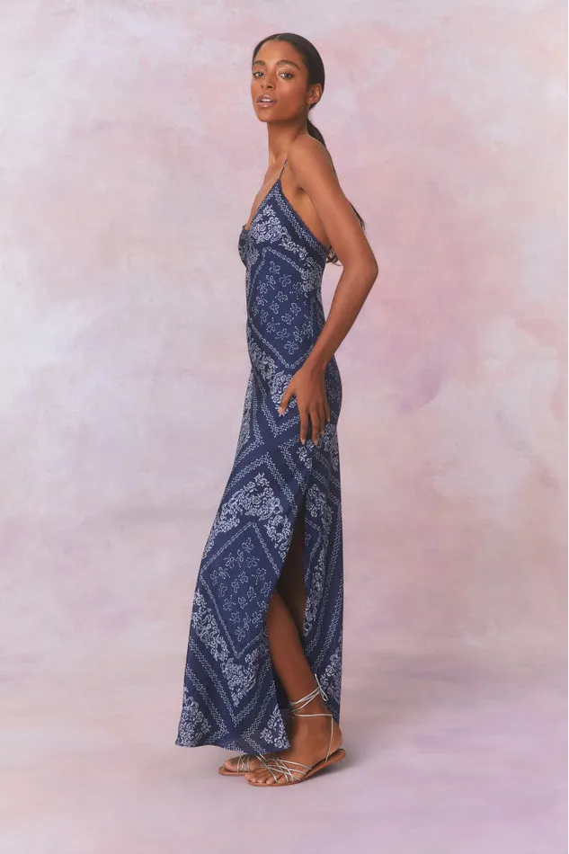 Women Dresses LoveShackFancy Deyo Bandana Maxi Dress Moonlight Indigo