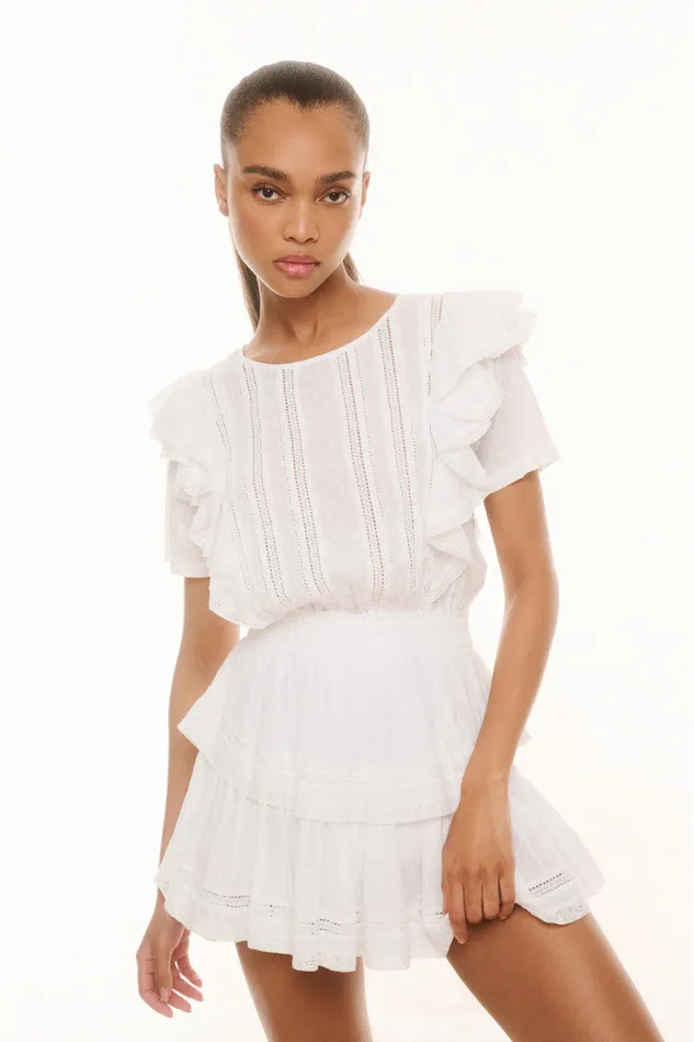 Women Dresses LoveShackFancy Natasha Heritage Mini Dress White