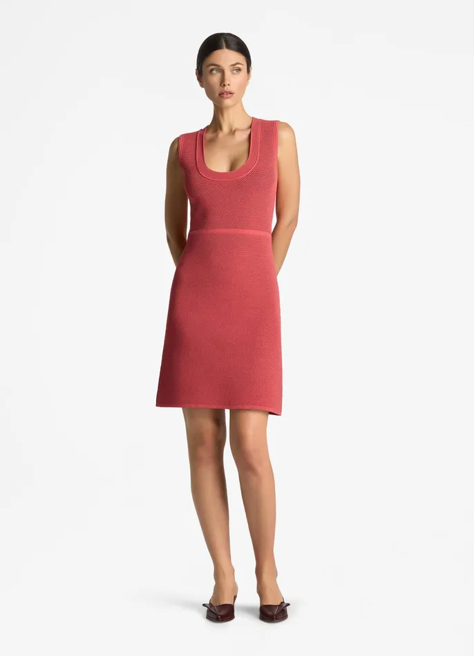 Women Dresses St John BiTonal Stretch Knit Dress Rosedark Claret Multi Women Dresses St John BiTonal Stretch Knit Dress Rosedark Claret Multi