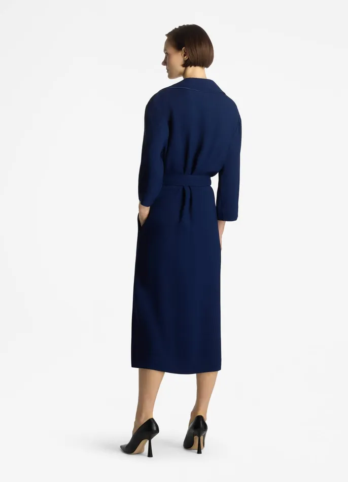Women Dresses St John Textured Crepe Wrap Dress Royal Blue Women Dresses St John Textured Crepe Wrap Dress Royal Blue