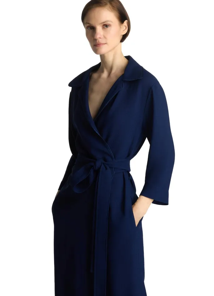 Women Dresses St John Textured Crepe Wrap Dress Royal Blue Women Dresses St John Textured Crepe Wrap Dress Royal Blue