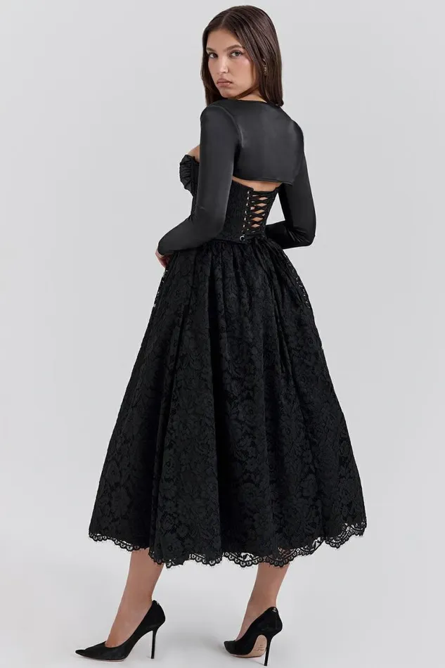 Women Duchess Black Lace Corset Skirt And Bolero House Of CB Dresses Women Duchess Black Lace Corset Skirt And Bolero House Of CB Dresses