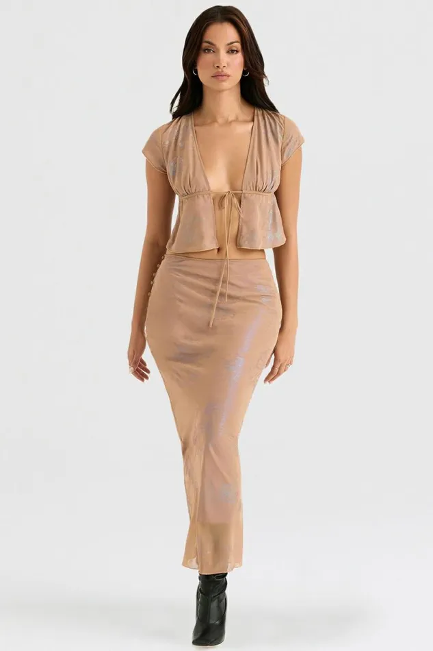 Women Dyana Shimmer Cafe Au Lait Bias Cut Maxi Skirt House Of CB Bottoms Women Dyana Shimmer Cafe Au Lait Bias Cut Maxi Skirt House Of CB Bottoms