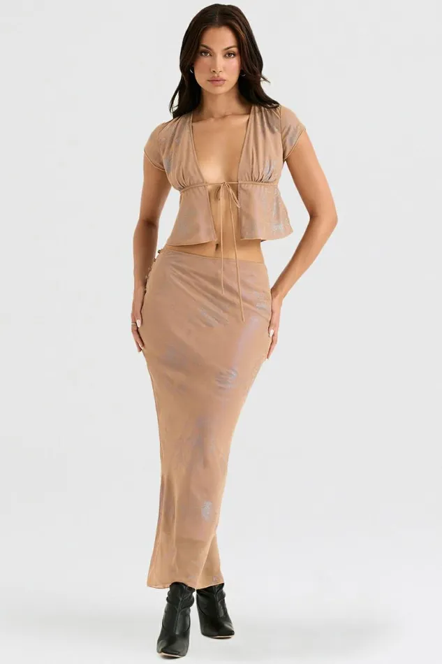 Women Dyana Shimmer Cafe Au Lait Bias Cut Maxi Skirt House Of CB Bottoms Women Dyana Shimmer Cafe Au Lait Bias Cut Maxi Skirt House Of CB Bottoms