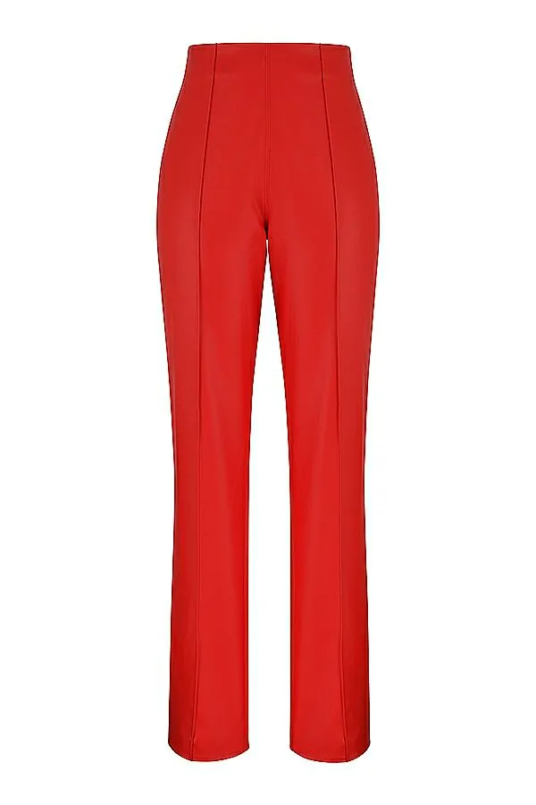 Women Elenaora Scarlet Vegan Leather Trousers House Of CB Bottoms Women Elenaora Scarlet Vegan Leather Trousers House Of CB Bottoms