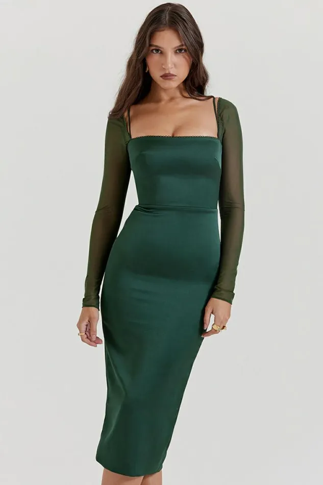 Women Ellica Emerald Green Midi Dress House Of CB Dresses