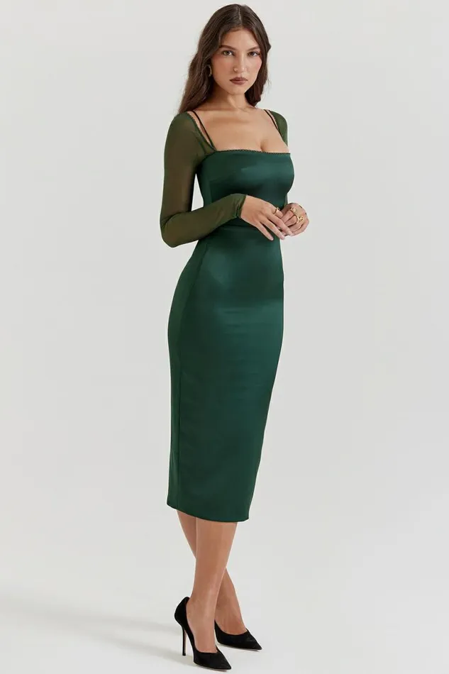 Women Ellica Emerald Green Midi Dress House Of CB Dresses Women Ellica Emerald Green Midi Dress House Of CB Dresses