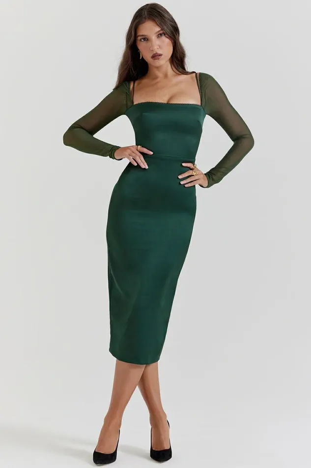 Women Ellica Emerald Green Midi Dress House Of CB Dresses Women Ellica Emerald Green Midi Dress House Of CB Dresses