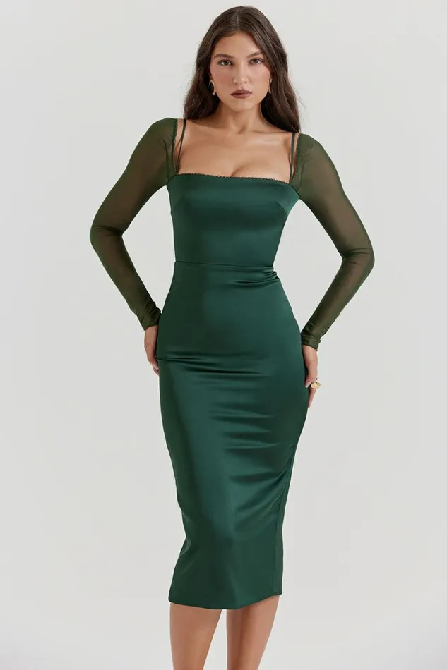 Women Ellica Emerald Green Midi Dress House Of CB Dresses Women Ellica Emerald Green Midi Dress House Of CB Dresses