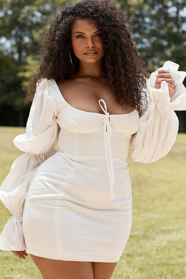 Women Elsie White Puff Sleeve Corset Dress House Of CB Dresses Women Elsie White Puff Sleeve Corset Dress House Of CB Dresses