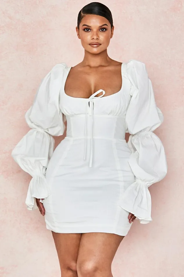 Women Elsie White Puff Sleeve Corset Dress House Of CB Dresses Women Elsie White Puff Sleeve Corset Dress House Of CB Dresses