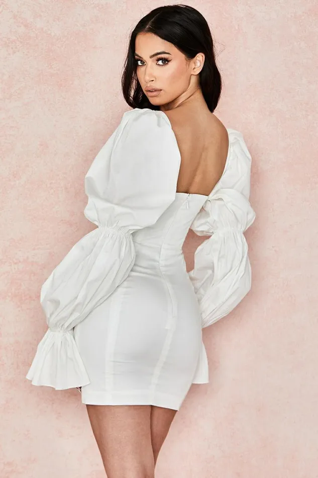 Women Elsie White Puff Sleeve Corset Dress House Of CB Dresses Women Elsie White Puff Sleeve Corset Dress House Of CB Dresses