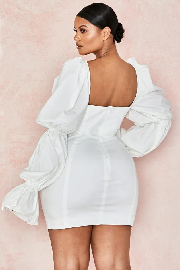 Women Elsie White Puff Sleeve Corset Dress House Of CB Dresses Women Elsie White Puff Sleeve Corset Dress House Of CB Dresses