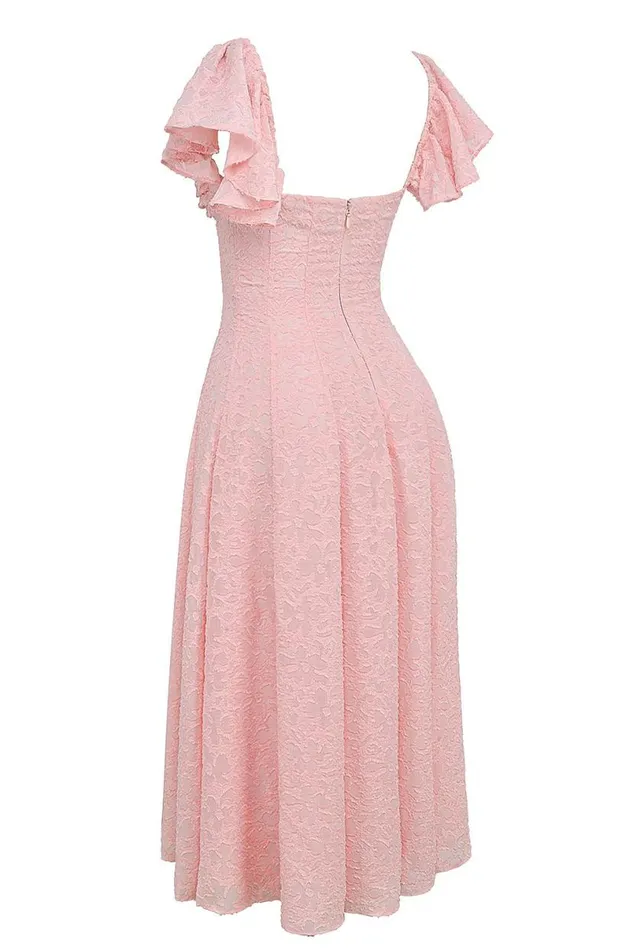 Women Emma Perfectly Pink Floral Jacquard Midi Dress House Of CB Dresses