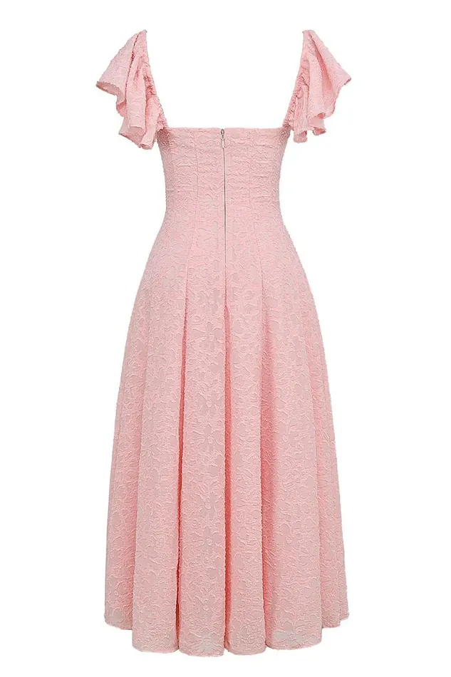 Women Emma Perfectly Pink Floral Jacquard Midi Dress House Of CB Dresses