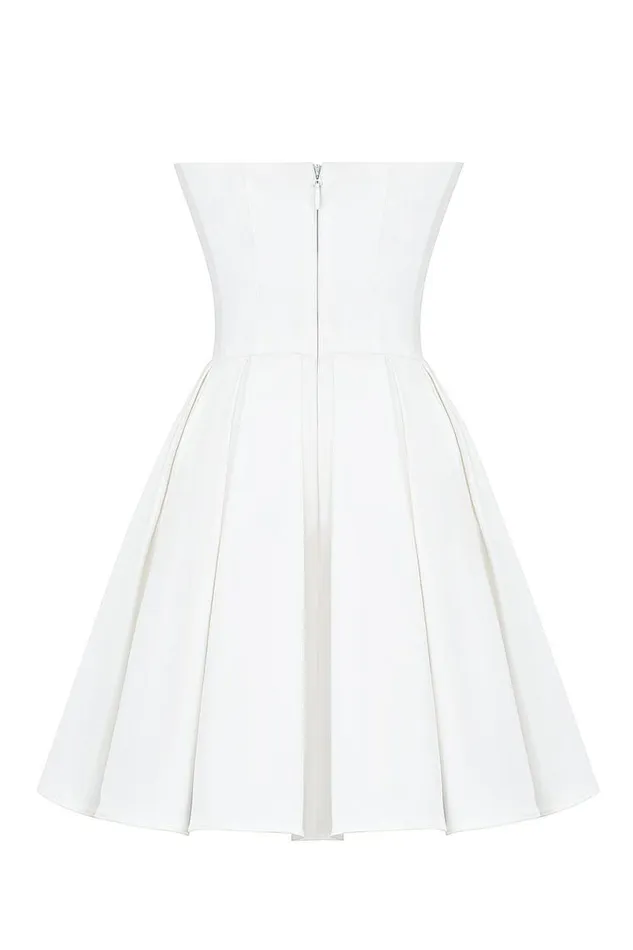 Women Emmanuela White Strapless Pleated Mini Dress House Of CB Dresses
