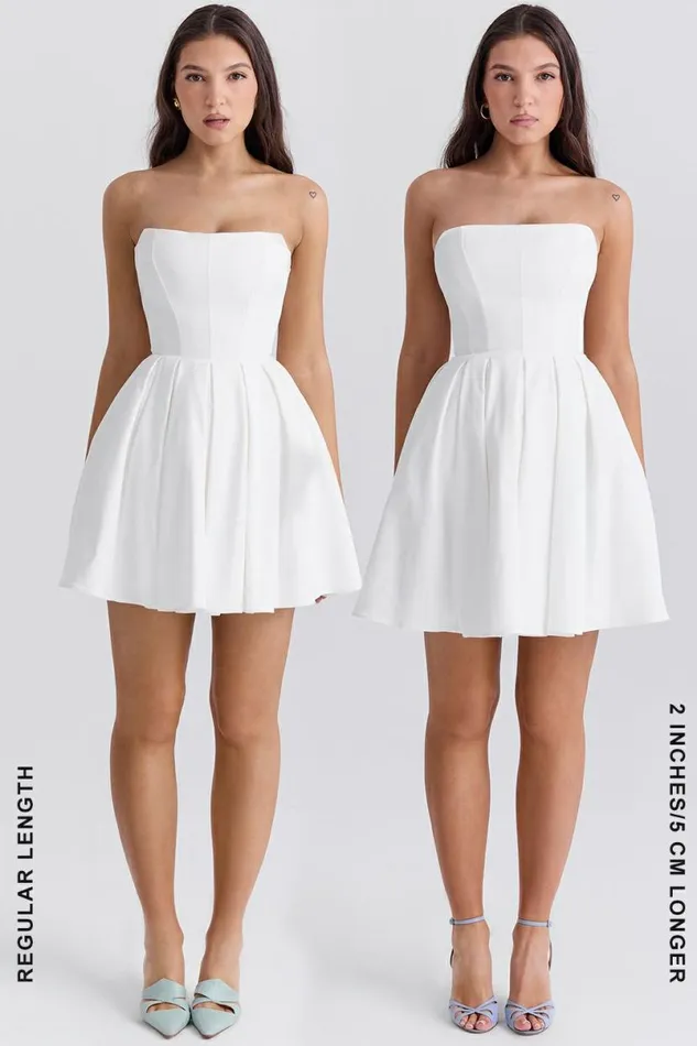 Women Emmanuela White Strapless Pleated Mini Dress House Of CB Dresses