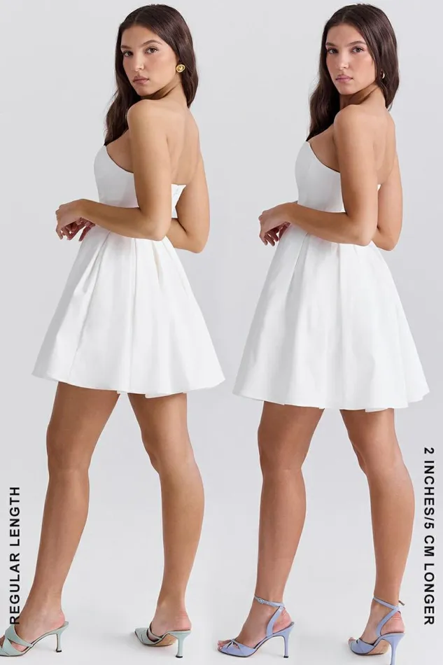 Women Emmanuela White Strapless Pleated Mini Dress House Of CB Dresses