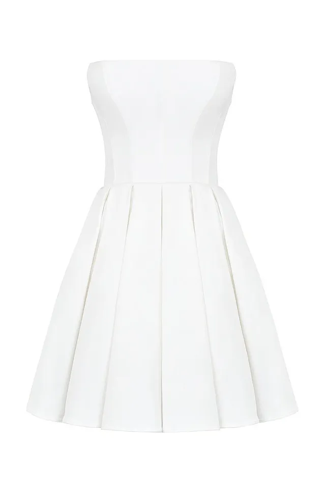 Women Emmanuela White Strapless Pleated Mini Dress House Of CB Dresses