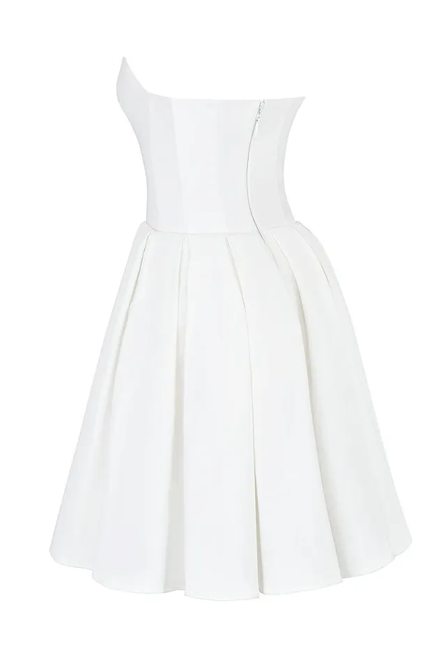 Women Emmanuela White Strapless Pleated Mini Dress House Of CB Dresses