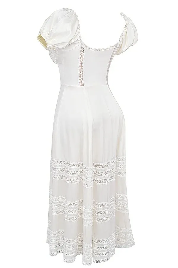 Women Eviana Ivory Real Silk Puff Sleeve Dress House Of CB Dresses Women Eviana Ivory Real Silk Puff Sleeve Dress House Of CB Dresses