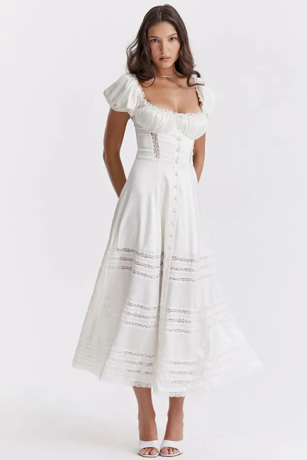 Women Eviana Ivory Real Silk Puff Sleeve Dress House Of CB Dresses Women Eviana Ivory Real Silk Puff Sleeve Dress House Of CB Dresses
