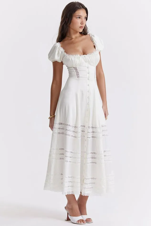 Women Eviana Ivory Real Silk Puff Sleeve Dress House Of CB Dresses Women Eviana Ivory Real Silk Puff Sleeve Dress House Of CB Dresses