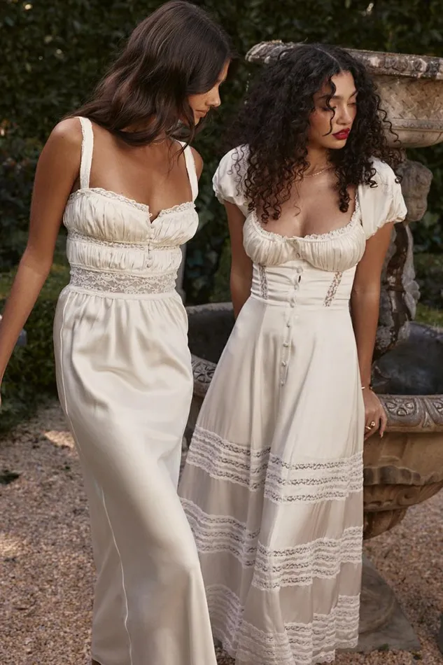 Women Eviana Ivory Real Silk Puff Sleeve Dress House Of CB Dresses Women Eviana Ivory Real Silk Puff Sleeve Dress House Of CB Dresses