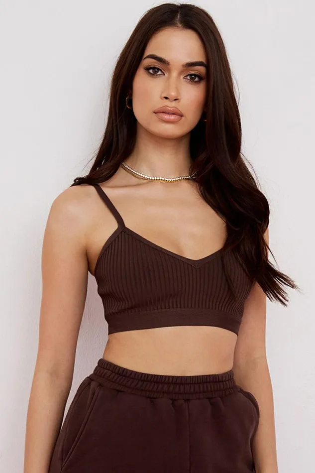Women Evie Brown Bandage Bralette House Of CB Tops