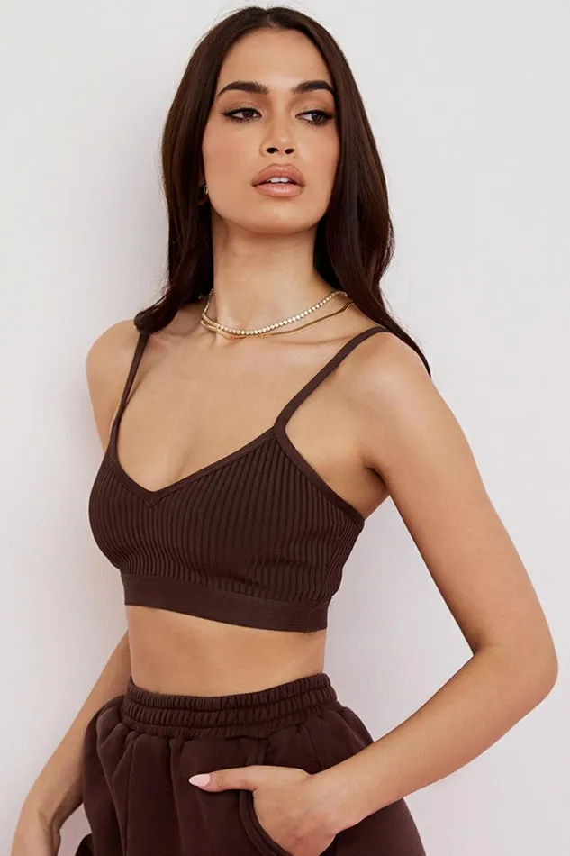 Women Evie Brown Bandage Bralette House Of CB Tops Women Evie Brown Bandage Bralette House Of CB Tops