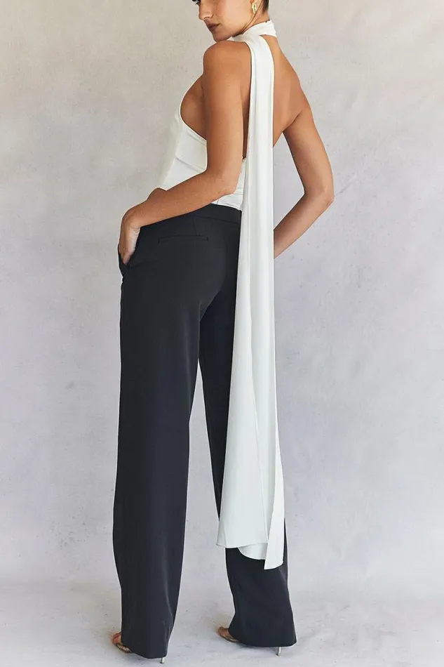 Women Farrah Ivory Satin Wrap Neck Bodysuit House Of CB Tops Women Farrah Ivory Satin Wrap Neck Bodysuit House Of CB Tops